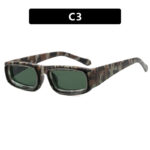 Double Circle Narrow Frame Square Sun Glasses - Image 7