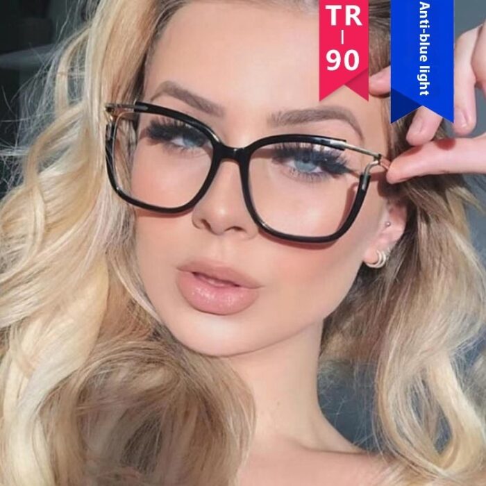 Square Cat Eye Hollow Glasses Frame - Image 5