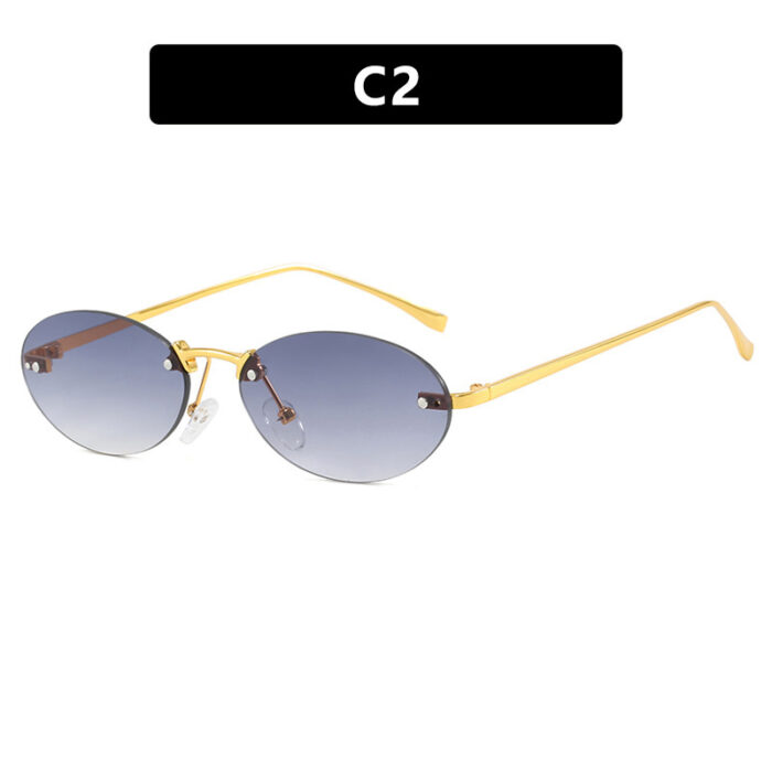 Fashion Personality Metal Frameless Oval Rivet Sun Glasses - Image 6