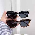 Women's Personality Cat Eye Triangle Leopard Print Glasses - Image 5