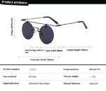 Women's Sun Round Fashion Trend Leisure Travel Punk Sun Glasses - Image 5