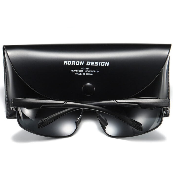 Aoron Design black wraparound sunglasses with UV protection