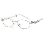 Diamond Decoration Oval Metal Sun Glasses - Image 6