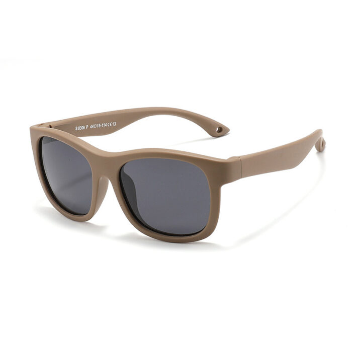 Brown silicone sunglasses with UV400 protection for baby