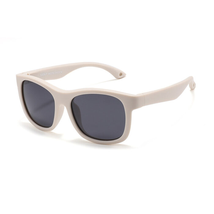 Off white silicone wayfarer sunglasses with black lenses