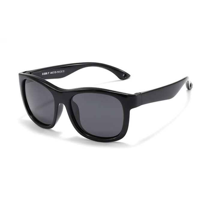 Classic black sunglasses with soft silicone frame for baby