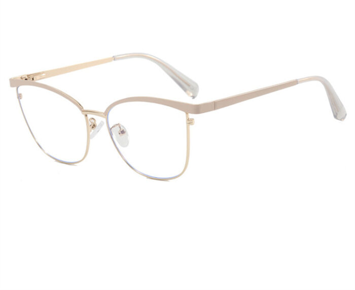 Beige gold cat-eye eyeglass frame for women