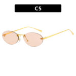 Fashion Personality Metal Frameless Oval Rivet Sun Glasses - Image 8