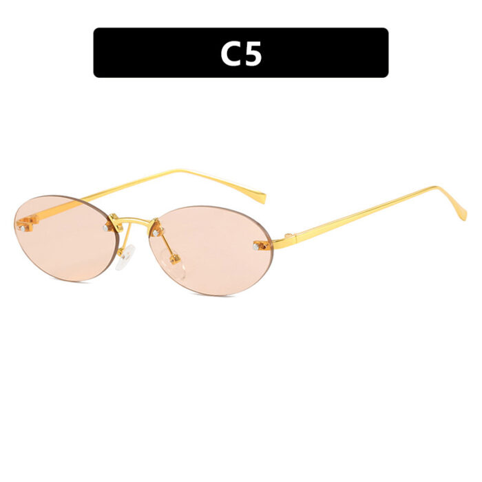 Fashion Personality Metal Frameless Oval Rivet Sun Glasses - Image 8