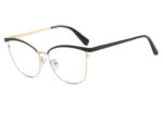 Black and gold cat-eye eyeglass frame for women