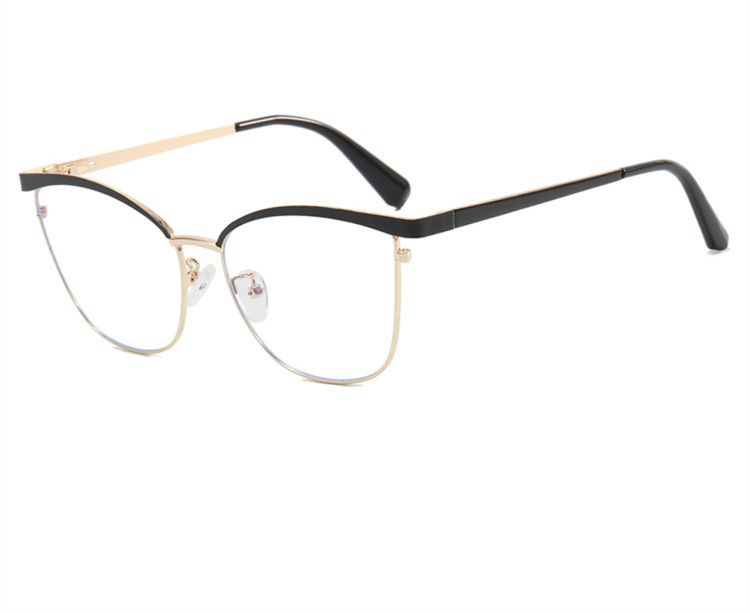 Black and gold cat-eye eyeglass frame for women