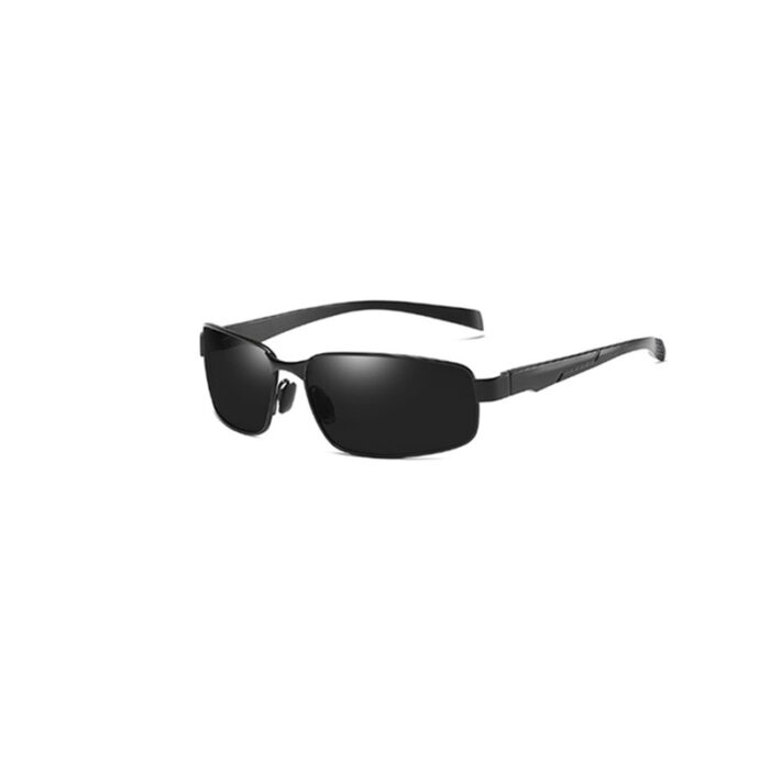 Black rectangular sunglasses with polarized dark lenses