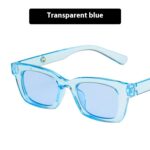 light blue transparent small rectangular sunglasses for women