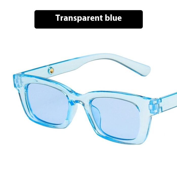light blue transparent small rectangular sunglasses for women