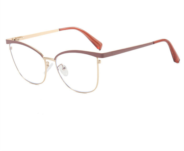 Brown and gold cat-eye eyeglass frame for women