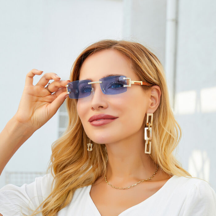 Fashion Frameless Diamond Sunglasses Men's Fashion Square-rimmed Glasses - Image 1