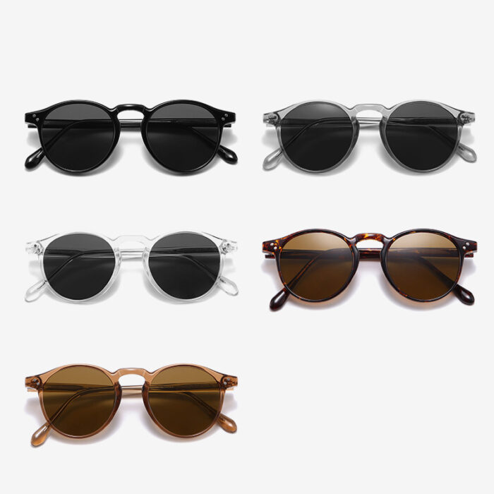 Japan And South Korea Vintage Round Frame TR Polarized Sun Glasses - Image 3