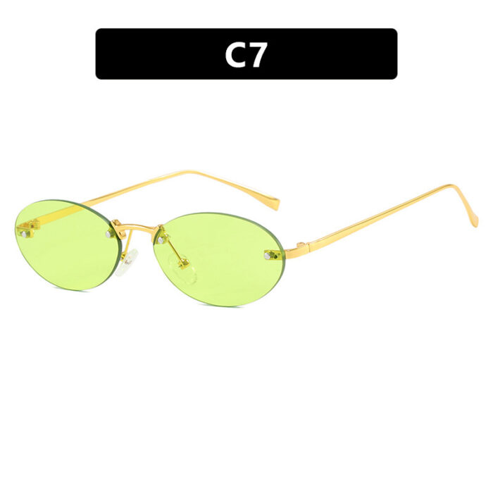 Fashion Personality Metal Frameless Oval Rivet Sun Glasses - Image 3
