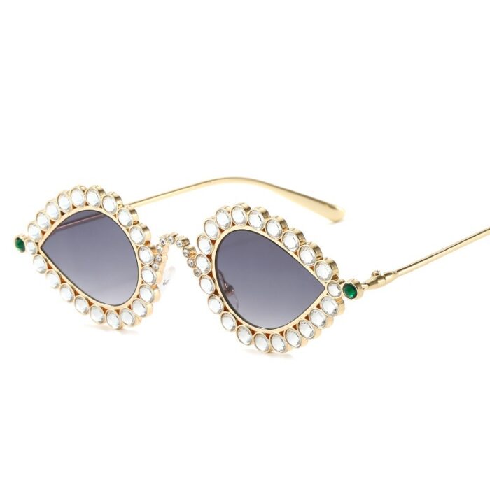 Fashion Metal Small Frame Diamond Sun Glasses - Image 6