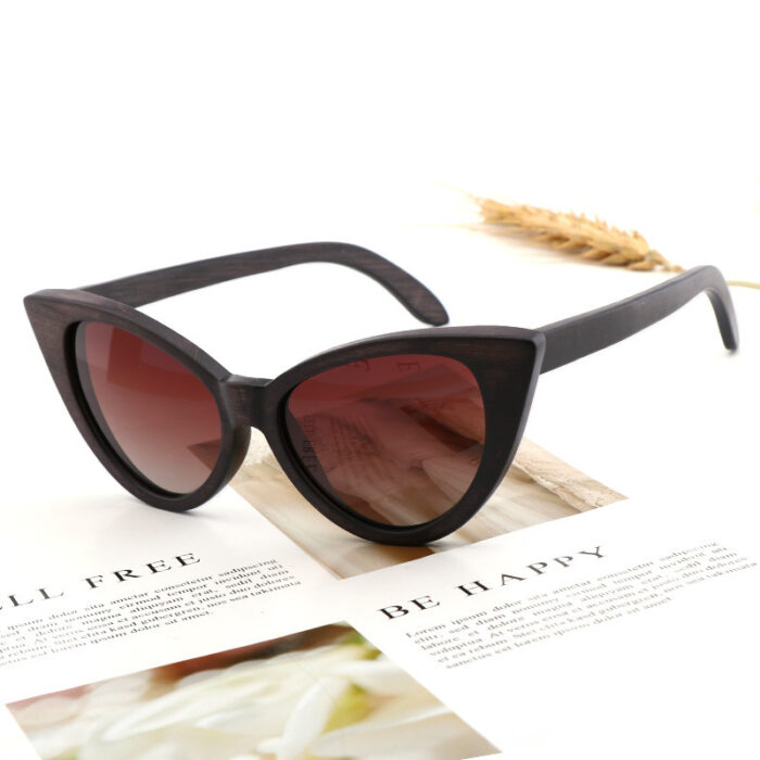Bamboo Wood Glasses Fashion Ladies Cat Eye Polarized Sunglasses - Image 6