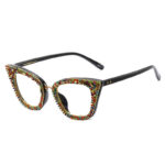 A97093 New Fashion Cat Eye Anti Blue Light Glasses Full Rim Frame Optical Glasses Trendy Spot Drill Plain Glasses Women - Image 3