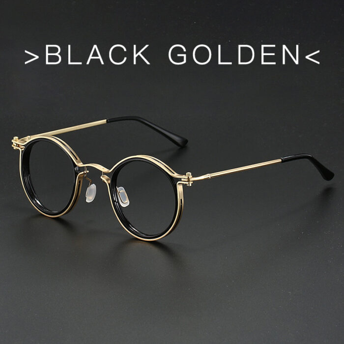 Vintage Round Frame Glasses Frame Anti-Blue Ray Plain Glasses - Image 8