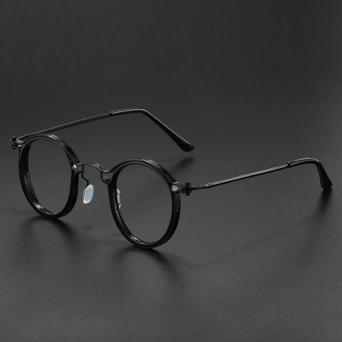 Vintage Round Frame Glasses Frame Anti-Blue Ray Plain Glasses - Image 7