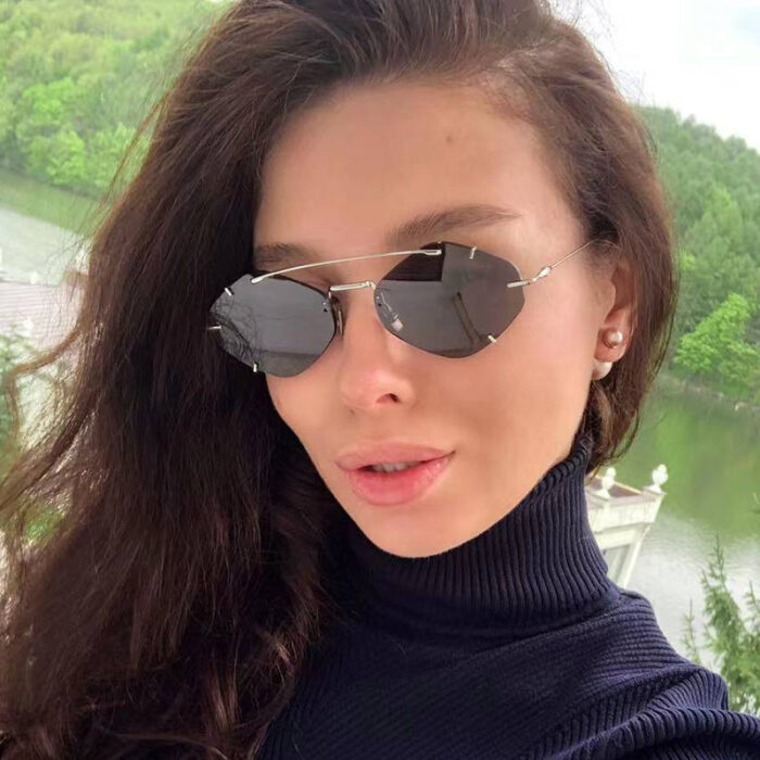Metal Frameless Sun Glasses Women - Image 1