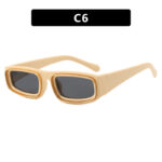Double Circle Narrow Frame Square Sun Glasses - Image 8