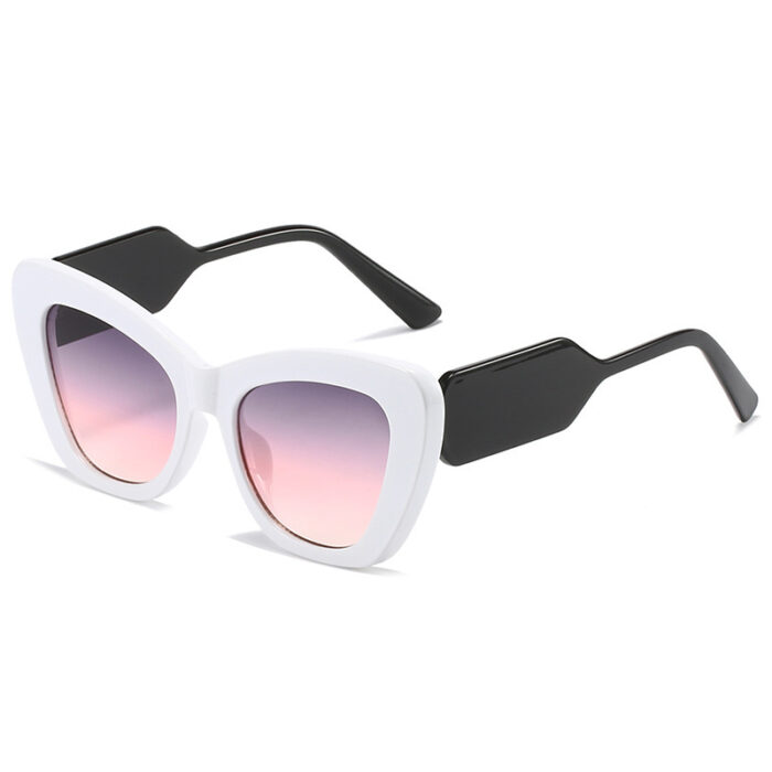 Cat Eye Sunglasses Personality Fashion Color Contrast Large Frame Glasses All-match Flat Sunglasses - Image 8