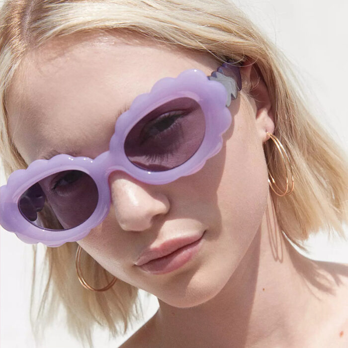 Personalized Clouds Oval Sunflower Flowers Sun Protection Glasses - Image 1