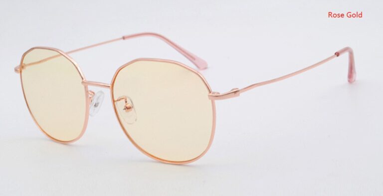 Rose Gold Polygon Sunglasses with Yellow Lenses