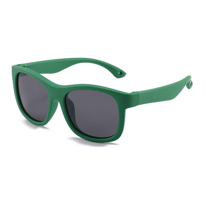 Dark green silicone wayfarer sunglasses for children