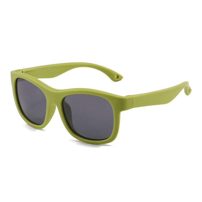 sunglasses with lime wayfarer style frame and dark lenses for kids