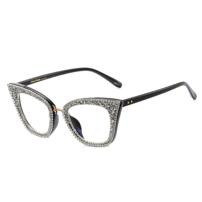 A97093 New Fashion Cat Eye Anti Blue Light Glasses Full Rim Frame Optical Glasses Trendy Spot Drill Plain Glasses Women - Image 5