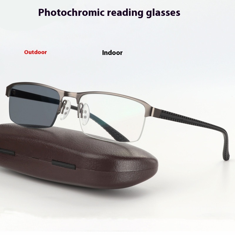 Transition reading rectangular glasses with UV protection