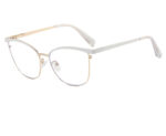 White and gold cat-eye eyeglass frame for women